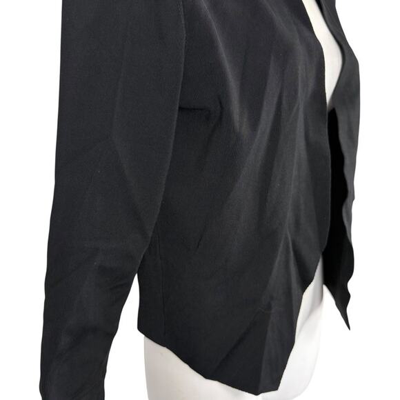 MM Lafleur Womens Black Tight Knit Stretch Rayon Cardigan Jacket Open Sweater M - Picture 3 of 16